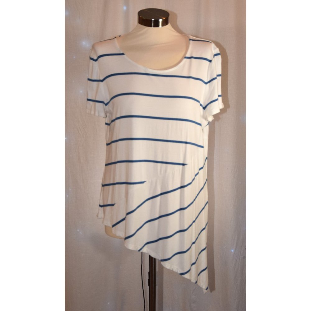 Chicos white/blue striped top size 2 (12/14)